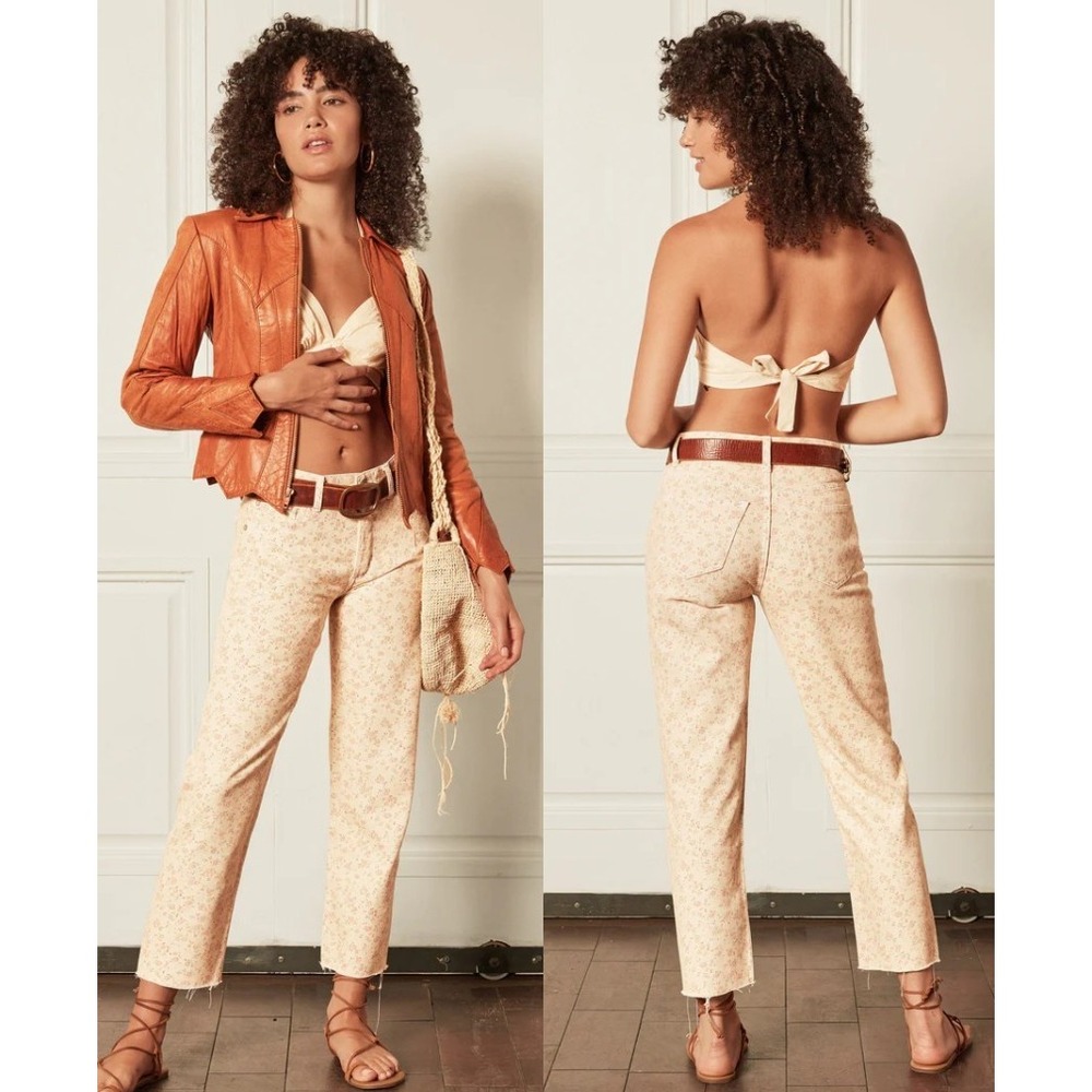 Boyish The Tommy High Rise Straight Leg Jeans Desert Rose Floral Print‎ Denim